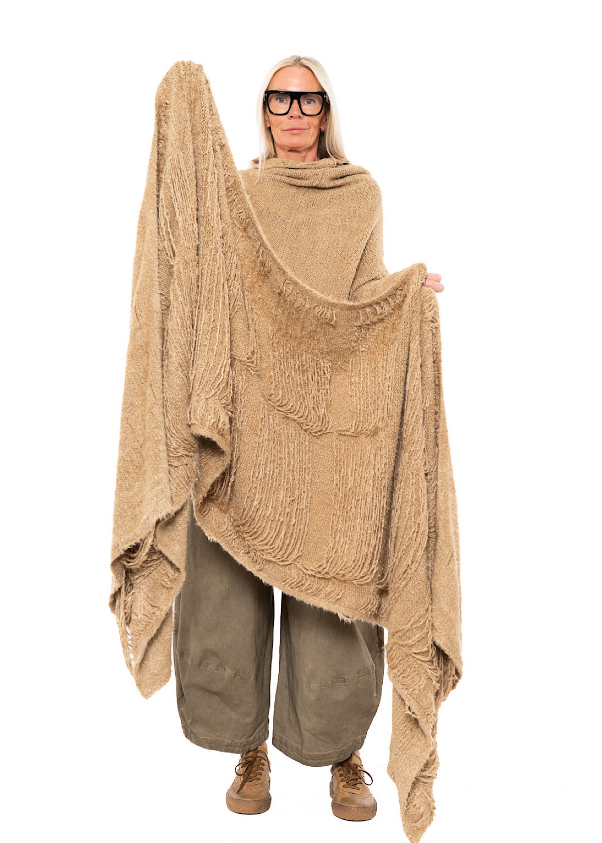 LADDERED SILK KNIT SCARF