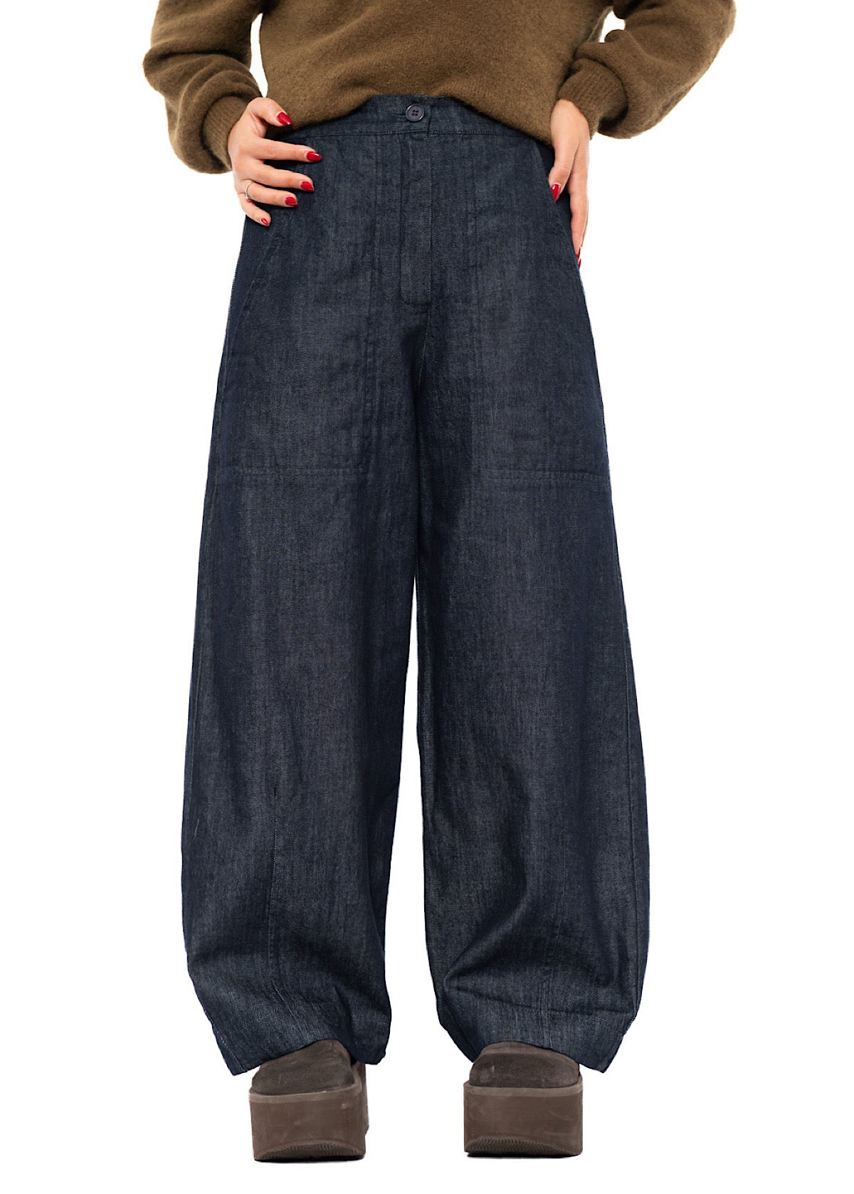 DENIM WIDE-LEG BALLOON TROUSER
