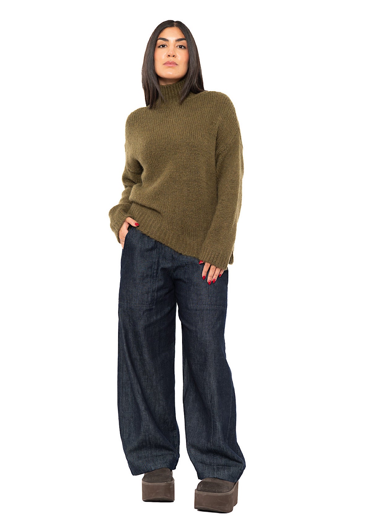 RELAXED HIGH NECKLINE PULLOVER