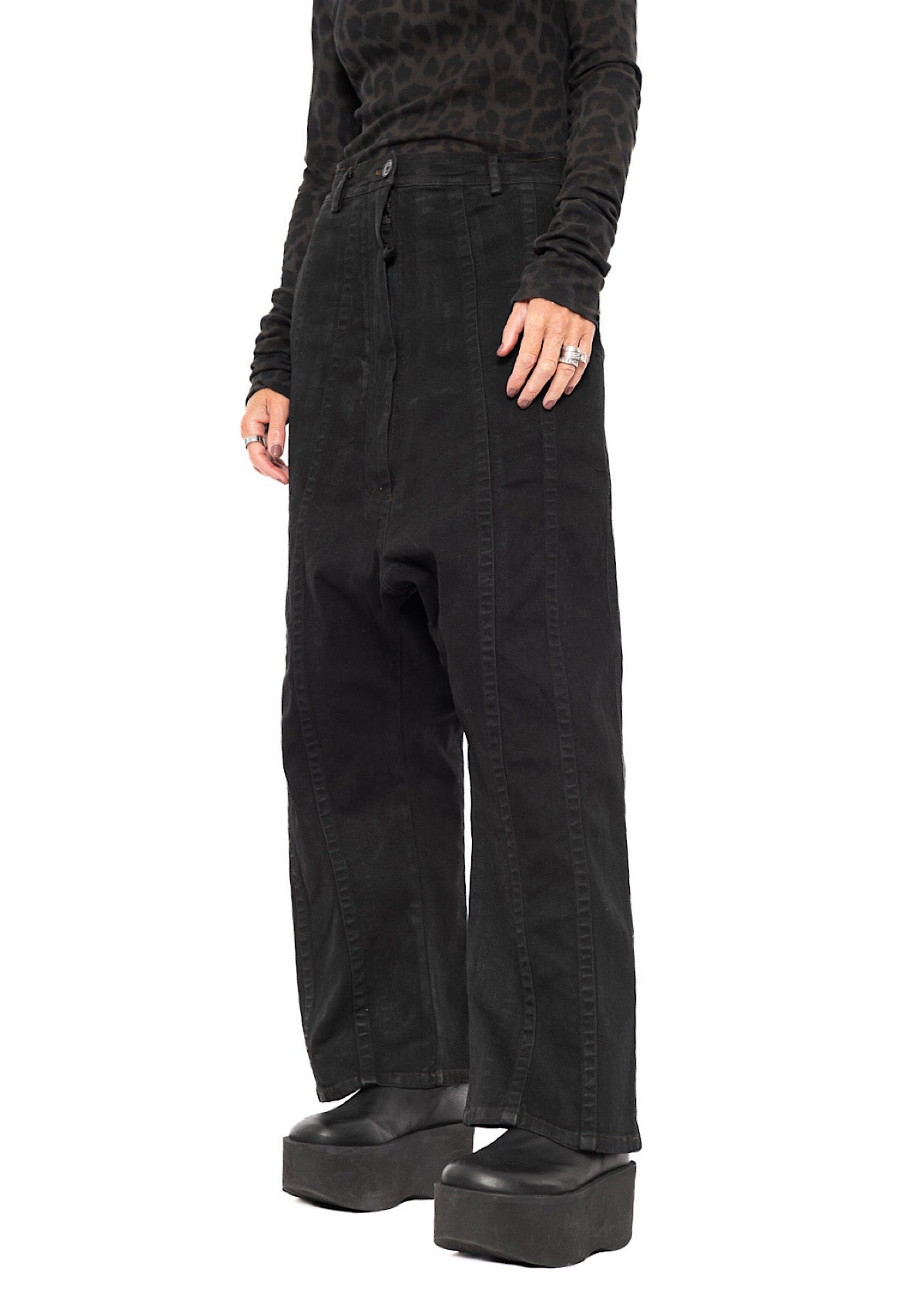 STRAIGHT-LEG DROP-CROTCH DENIM TROUSER
