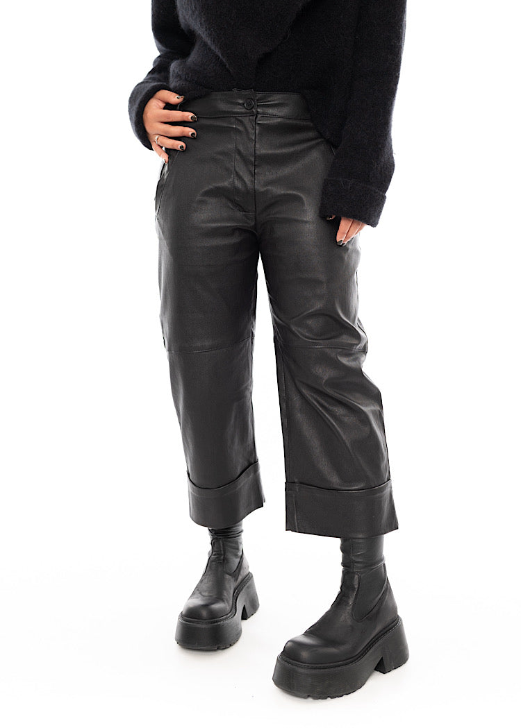 SORT AARHUS LEATHER TROUSER