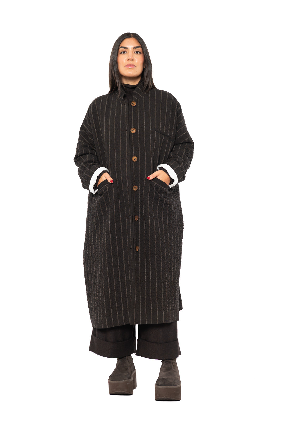 STRIPED WOOL BLEND ISA COAT