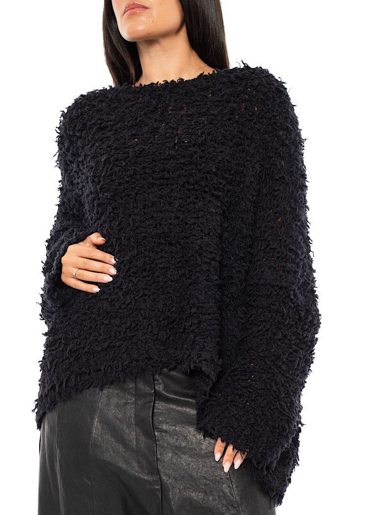 TEXTURED WOOL BLEND PULLOVER