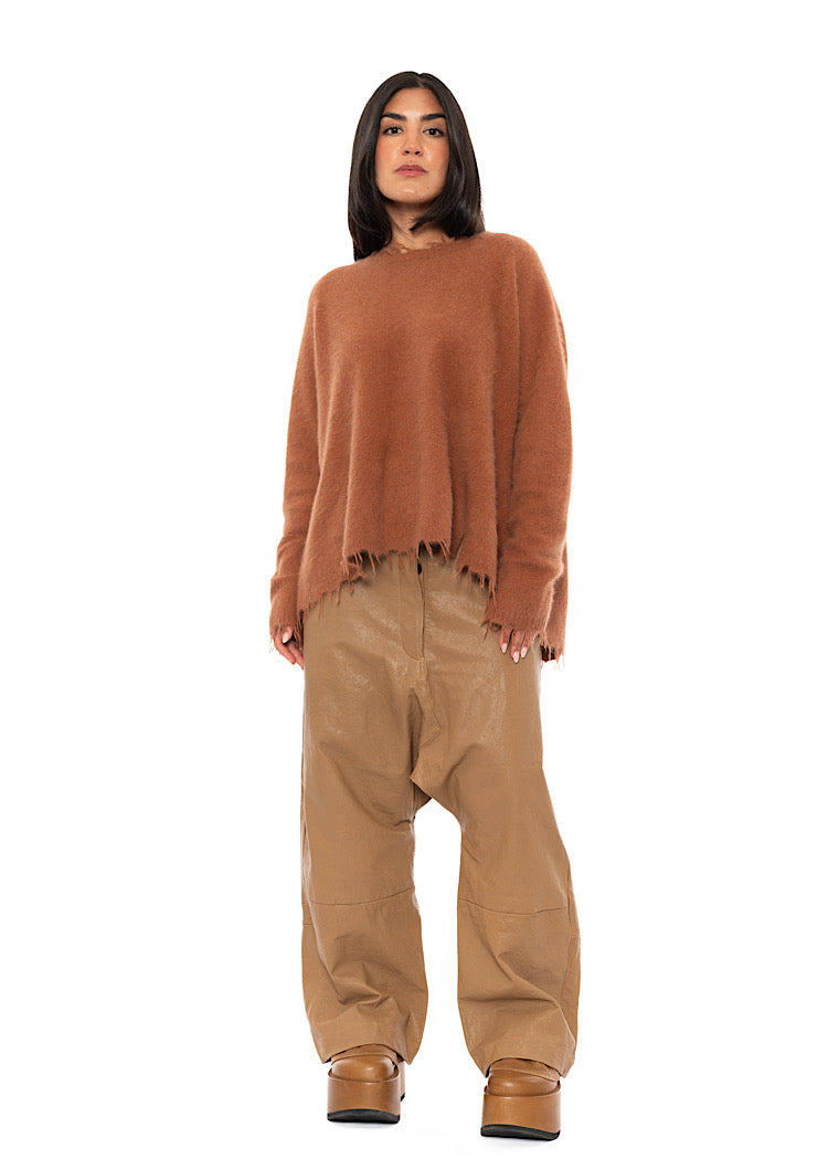 FRAYED FOX WOOL SILK PULLOVER