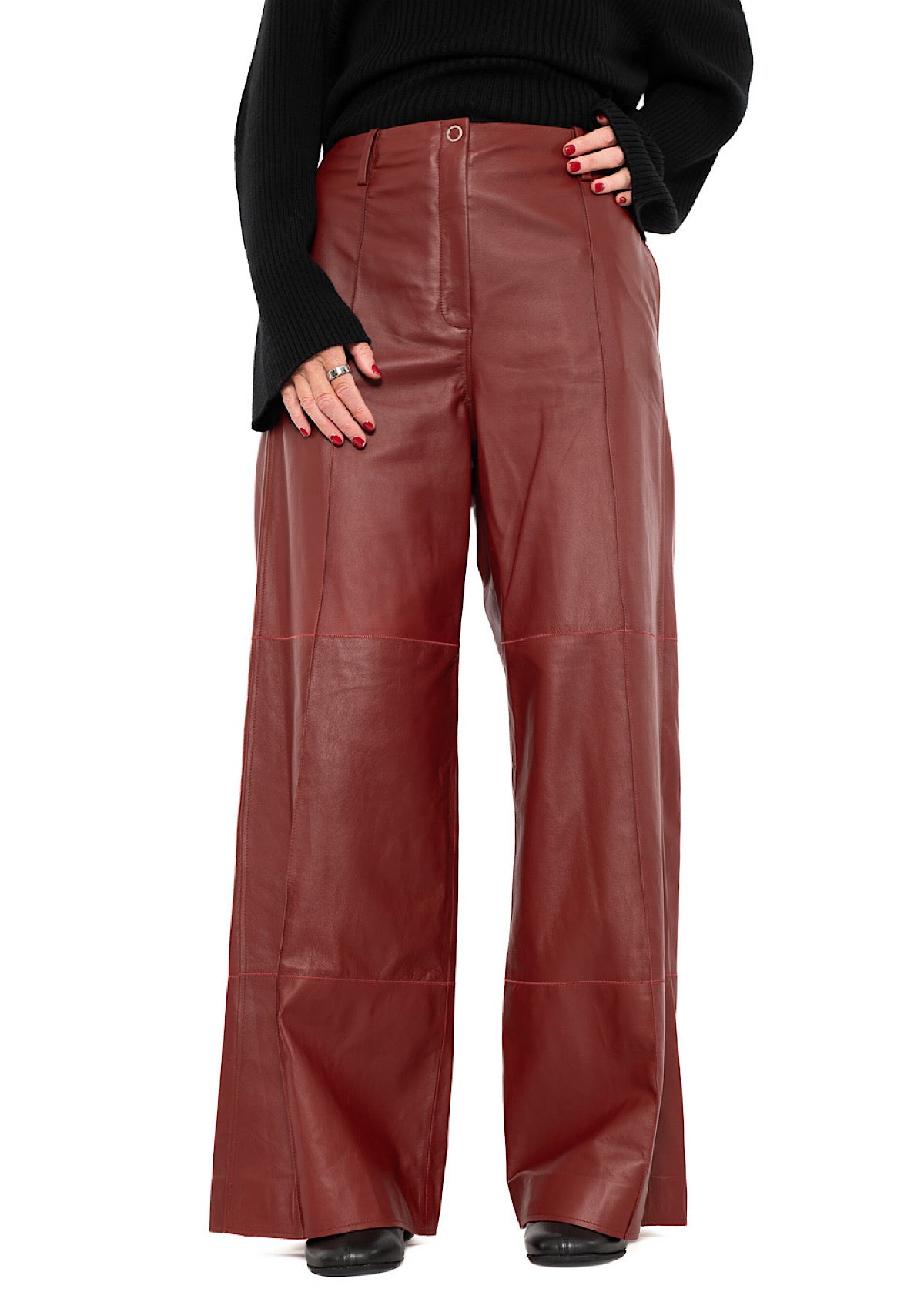 SIGNATURE WIDE LEG LEATHER TROUSER