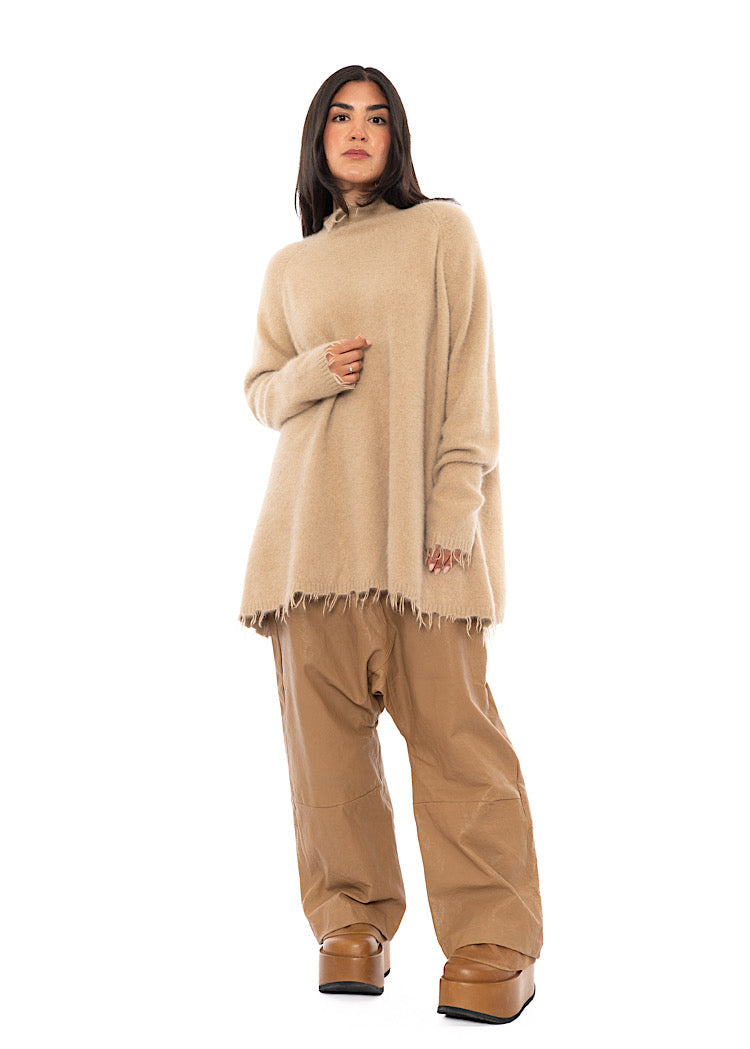 OVERSIZED FOX WOOL SILK KNITTED TUNIC