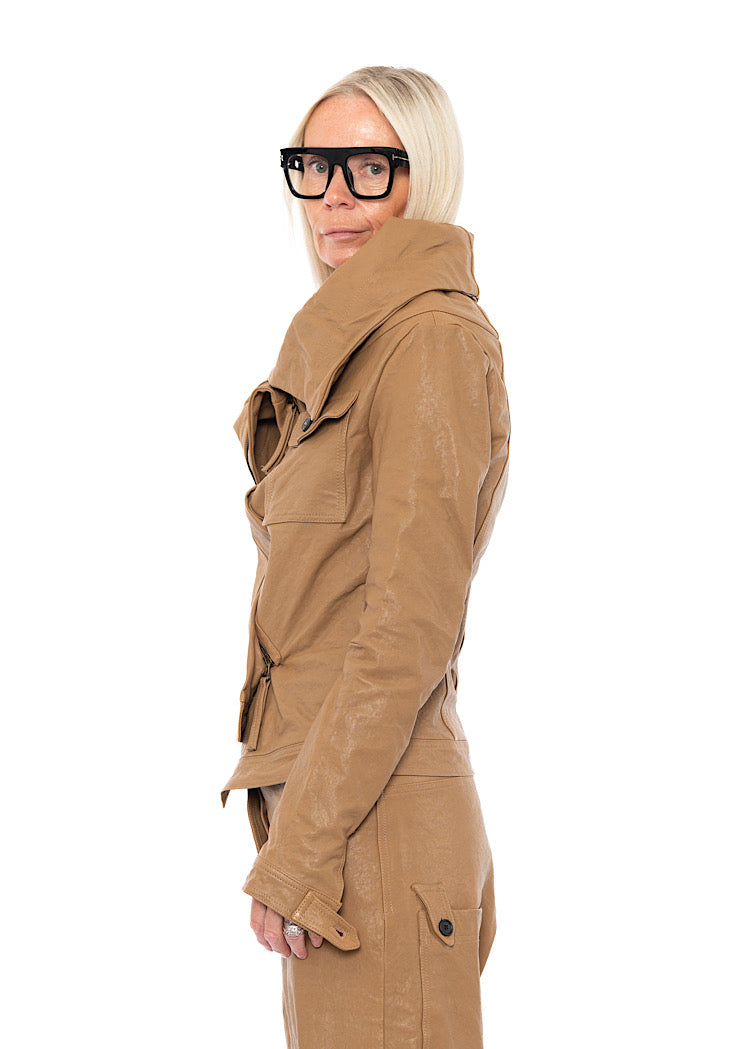 SCULPTURAL LAMB LEATHER JACKET