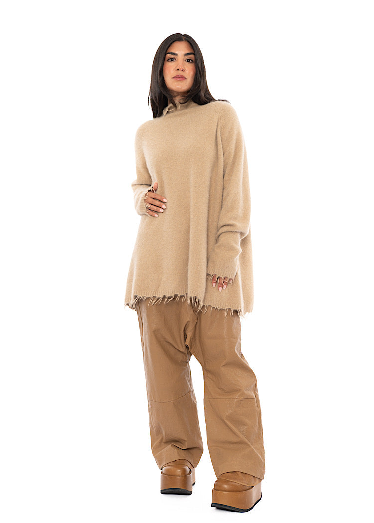 OVERSIZED FOX WOOL SILK KNITTED TUNIC