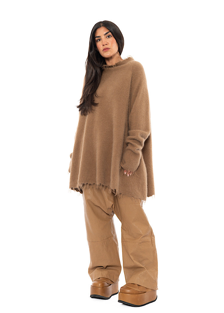 OVERSIZED FOX WOOL SILK KNITTED TUNIC