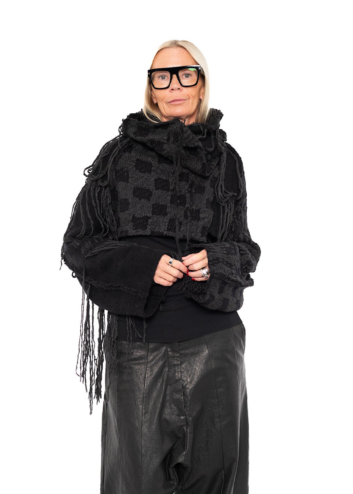 CROPPED TAPESTRY KNIT PULLOVER