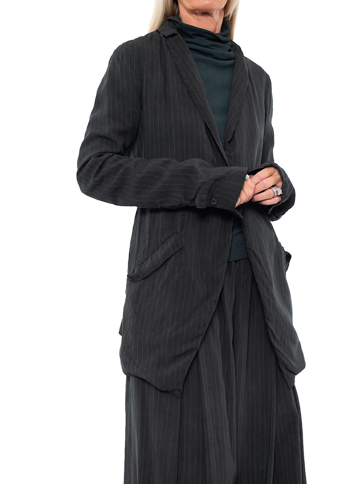 FLUID PINSTRIPE LONGLINE JACKET