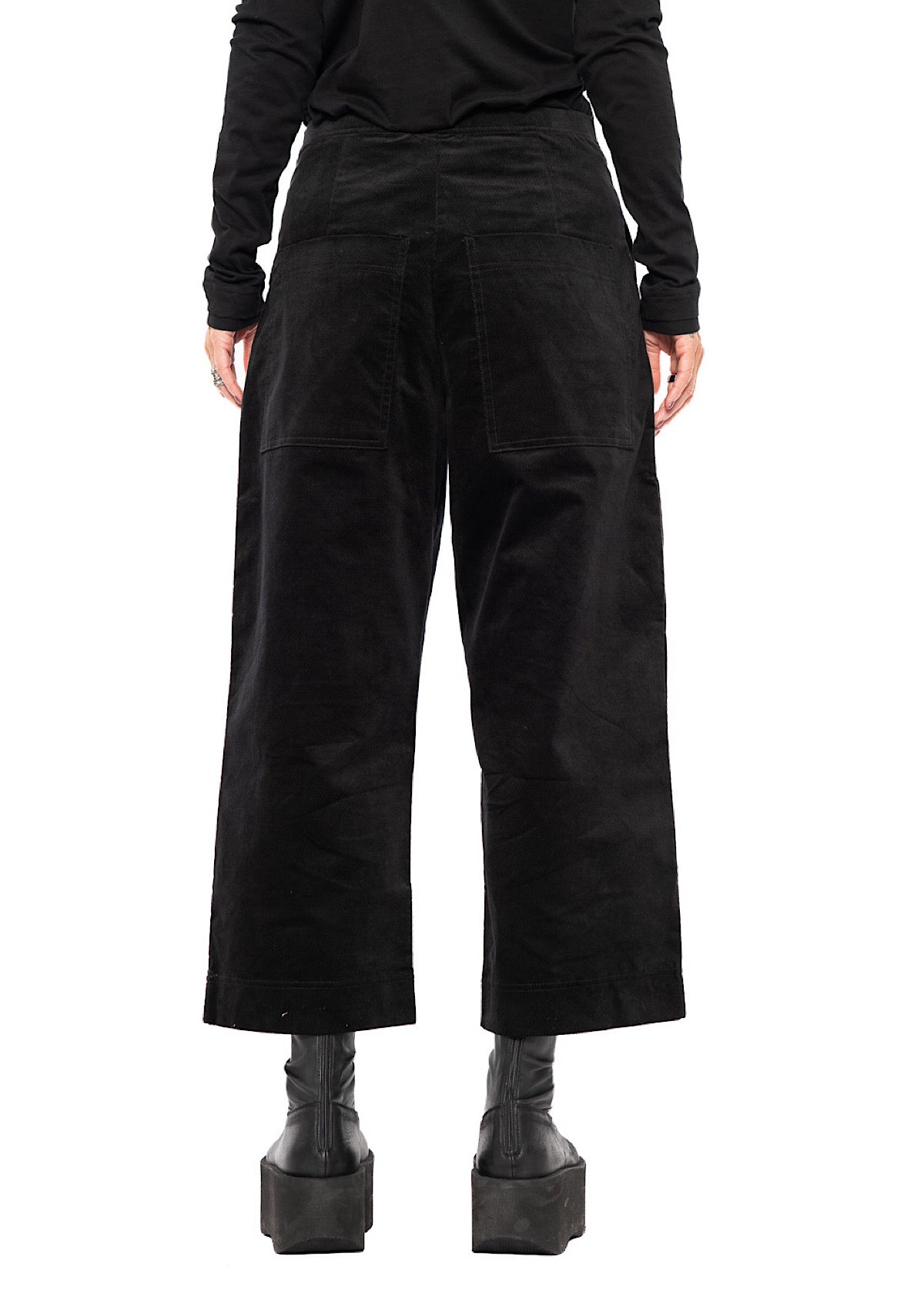 STRETCH-VELVET WIDE LEG TROUSER