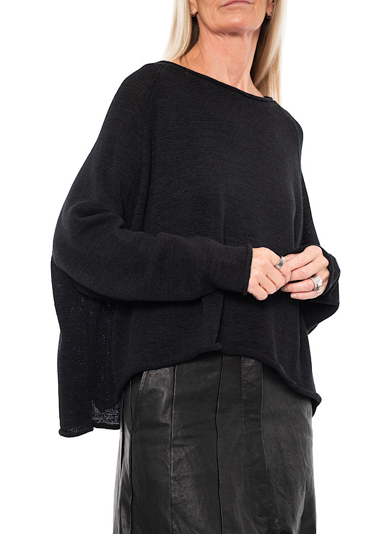LINEN-BLEND KNITTED PULLOVER