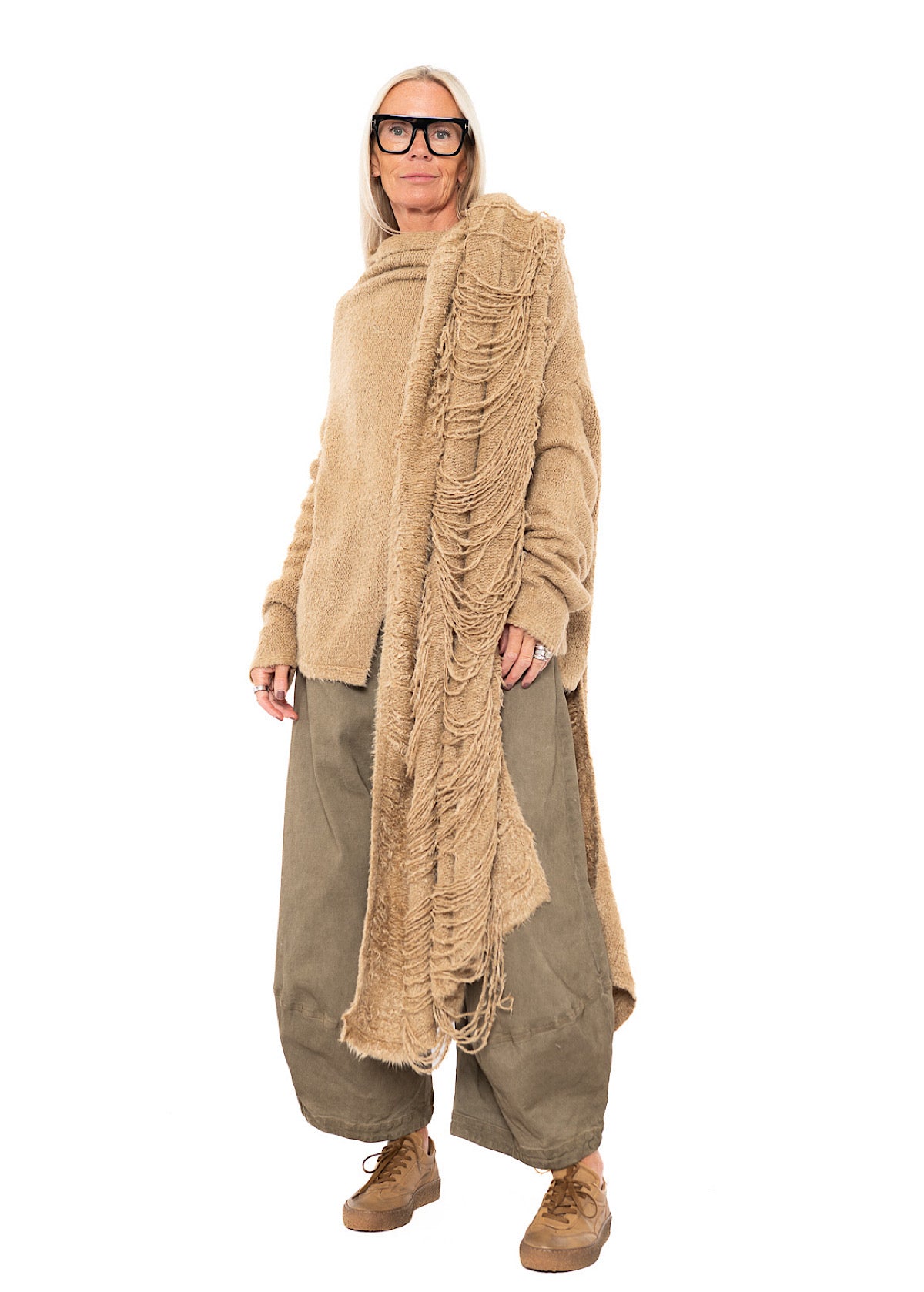 LADDERED SILK KNIT SCARF