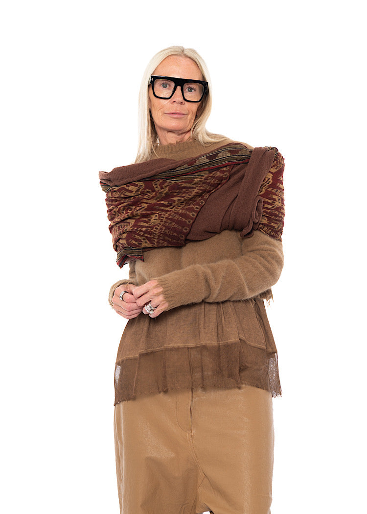 PRINTED MODAL-WOOL KNIT SCARF