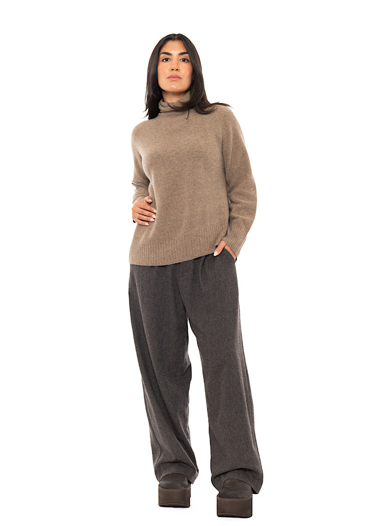 RELAXED FINE WOOL TURTLENECK PULLOVER