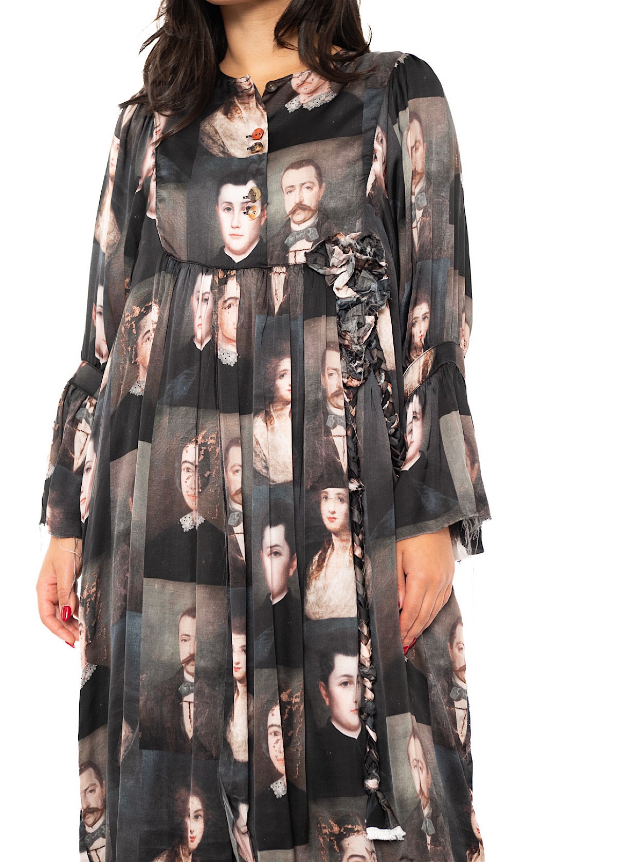 PORTRAIT PRINTED SILK DRESS