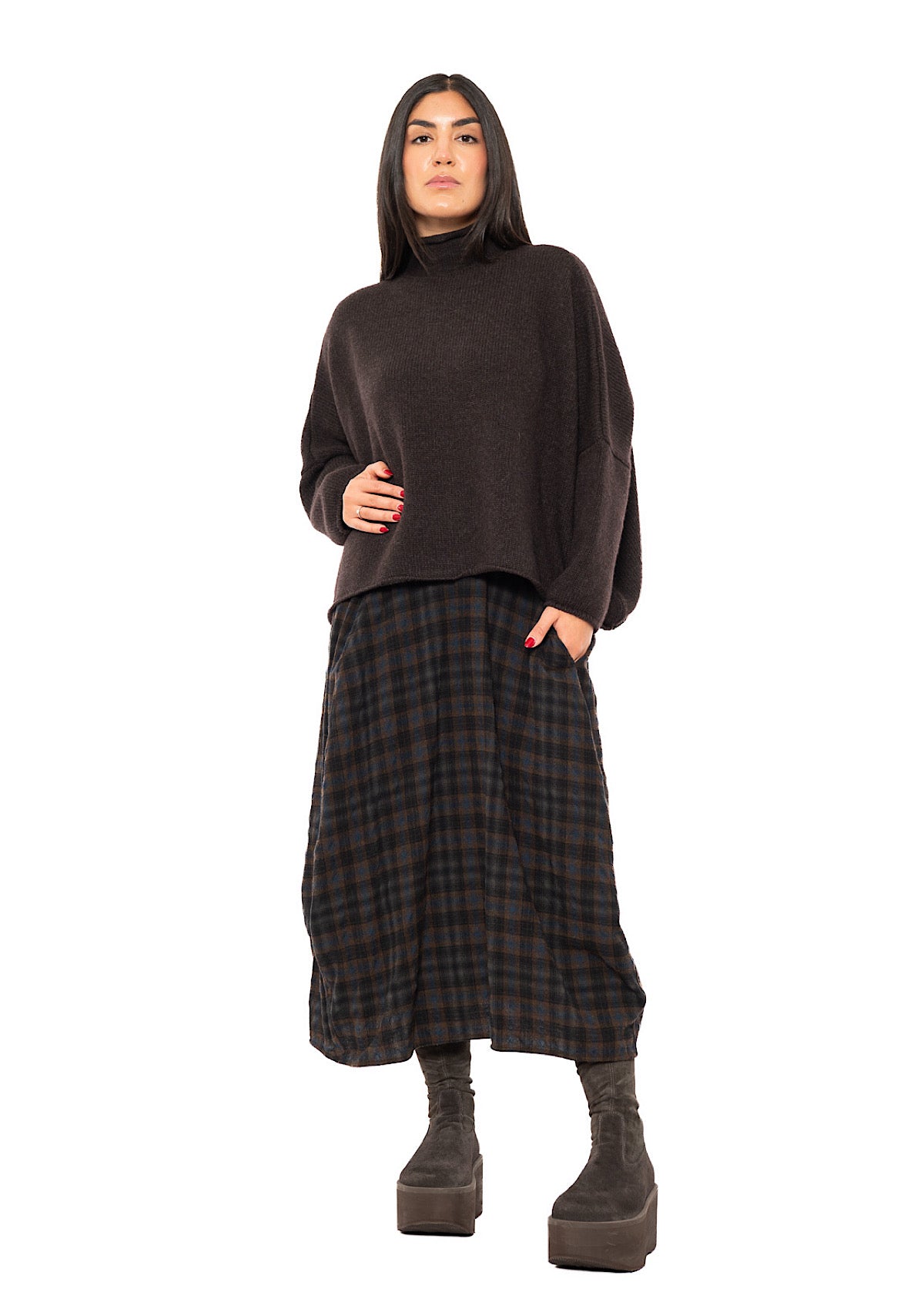 CHECKERED WOOL BLEND ISOTTA SKIRT