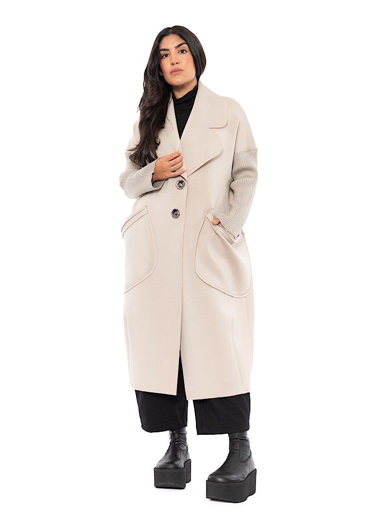 LONGLINE RIBBED SLEEVE COAT