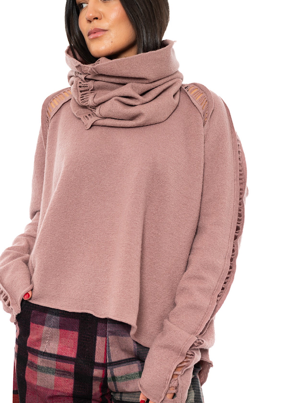 BOILED WOOL LADDER STITCH COLLAR