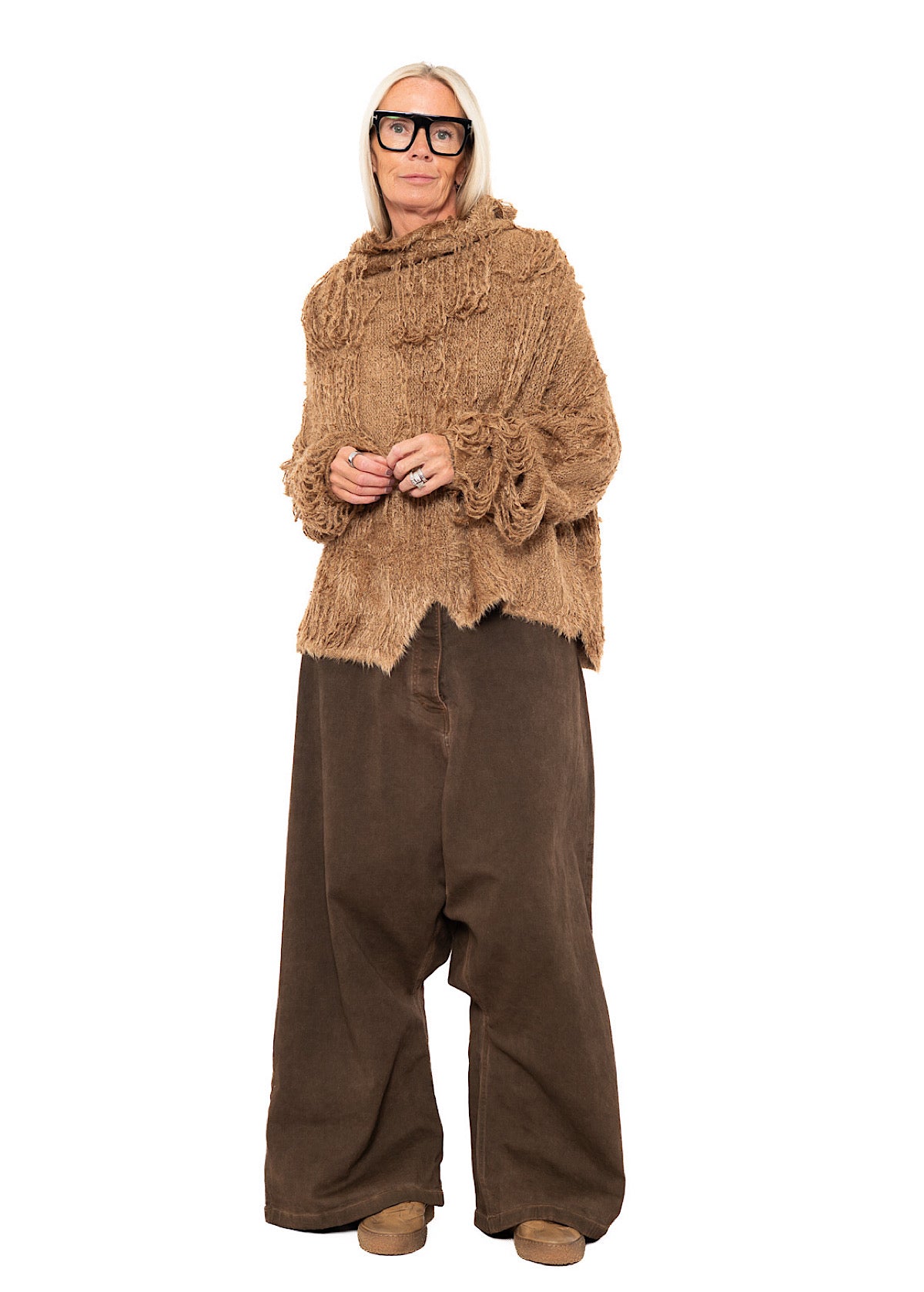 LADDERED SILK KNIT PULLOVER