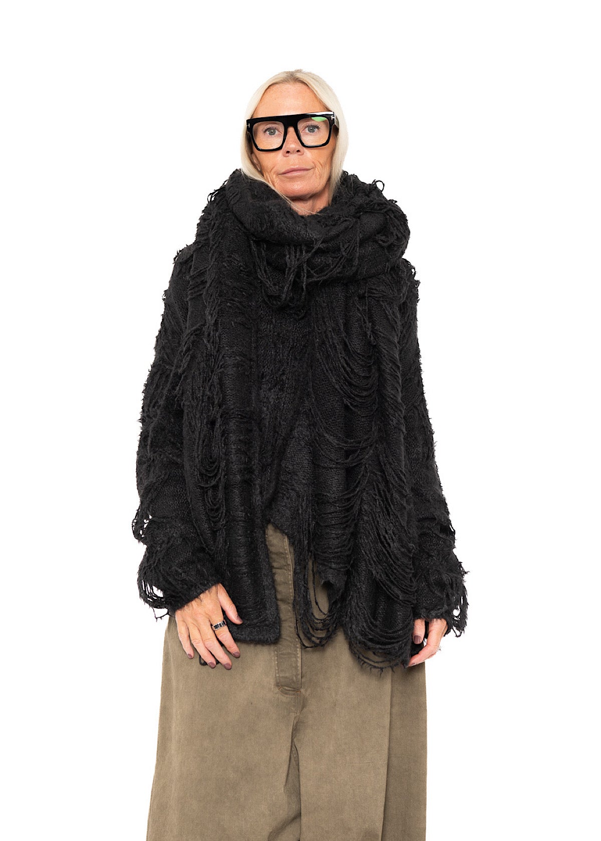 LADDERED SILK KNIT SCARF