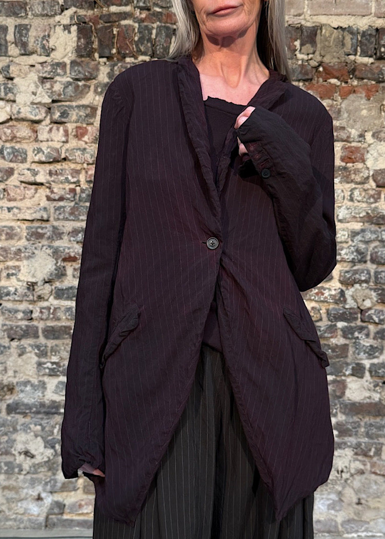 FLUID PINSTRIPE LONGLINE JACKET *BLACK CLOUD STRIPE* (SHOWN IN PURPLE CLOUD STRIPE)