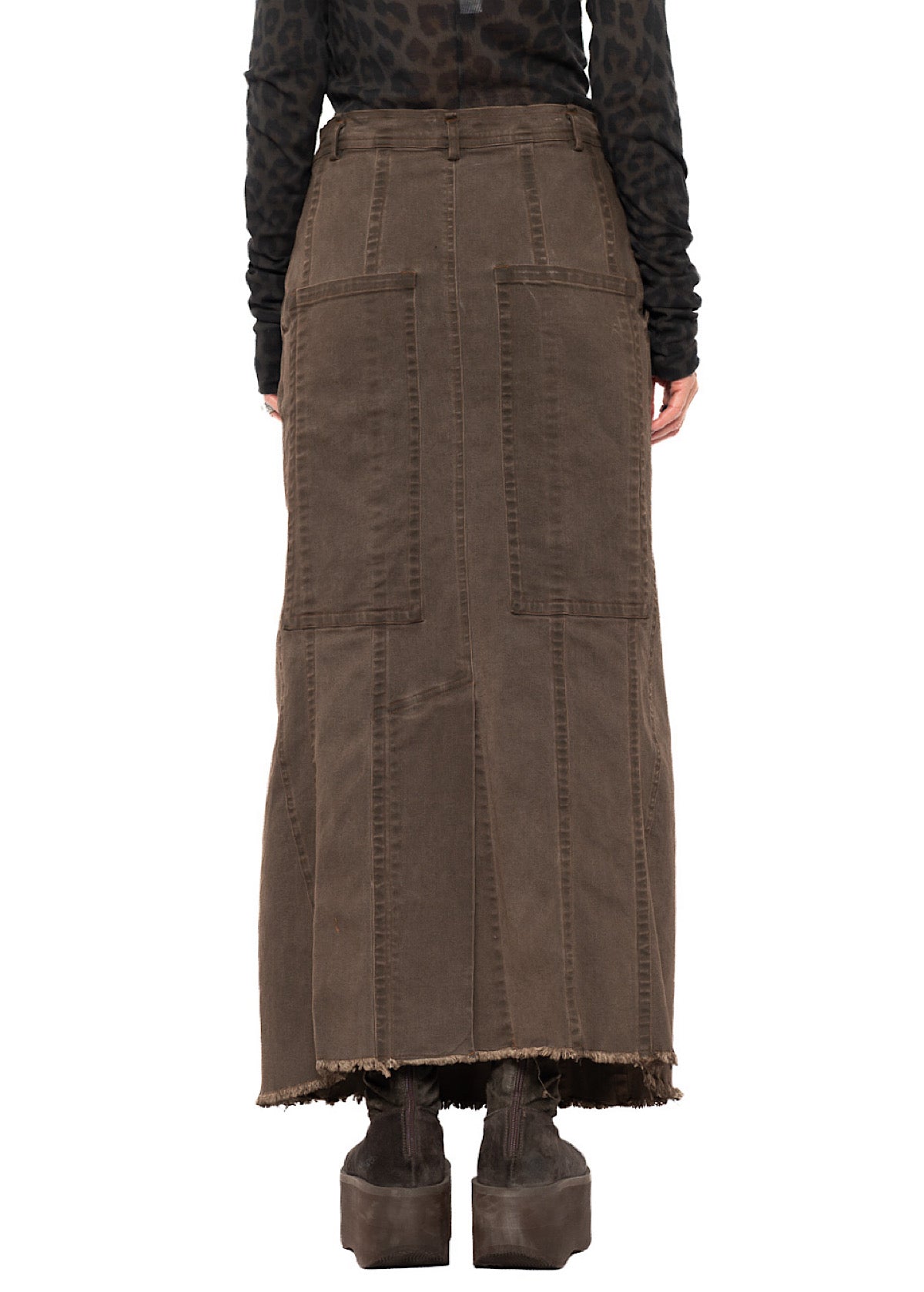 STRETCH DENIM MAXI SKIRT