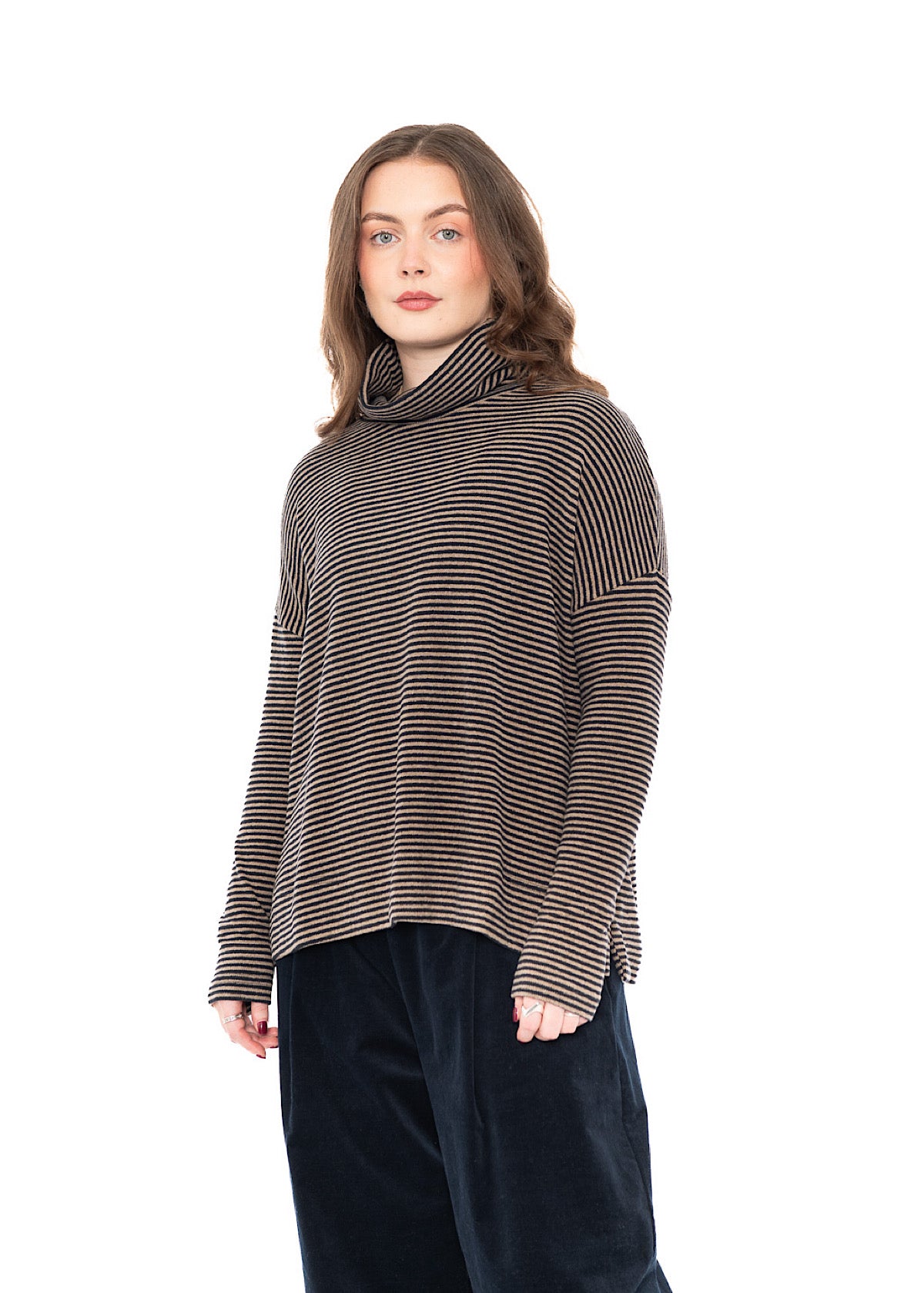 STRIPED COTTON-FLEECE JADE PULLOVER