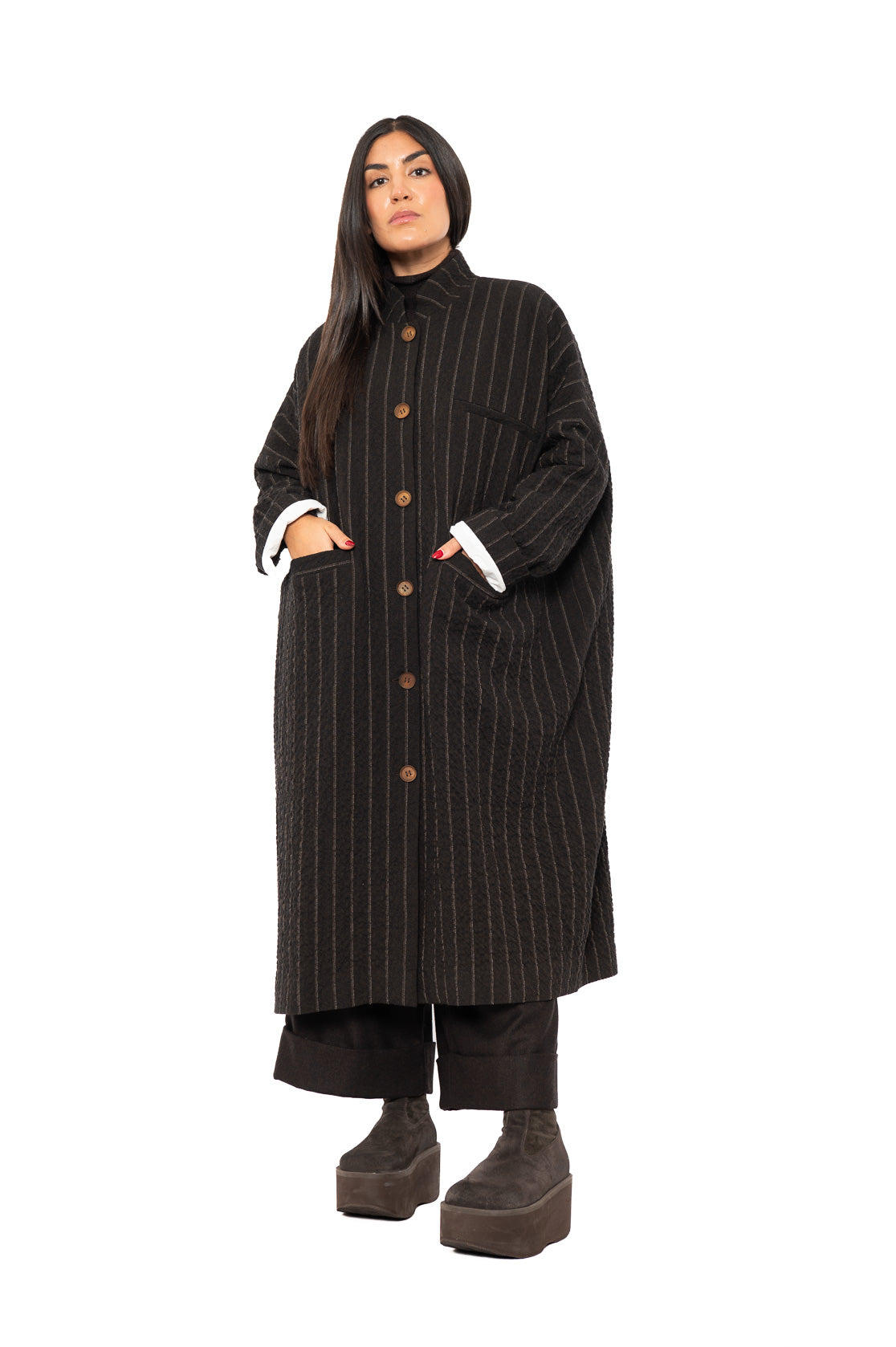 STRIPED WOOL BLEND ISA COAT
