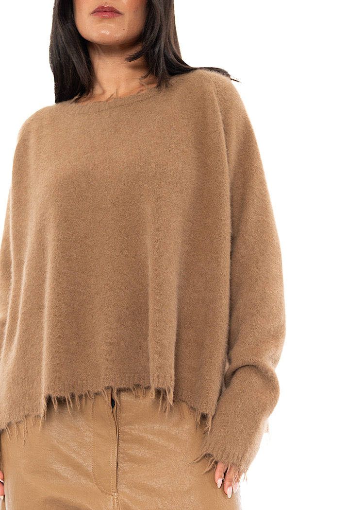 RELAXED FRAYED KNIT PULLOVER