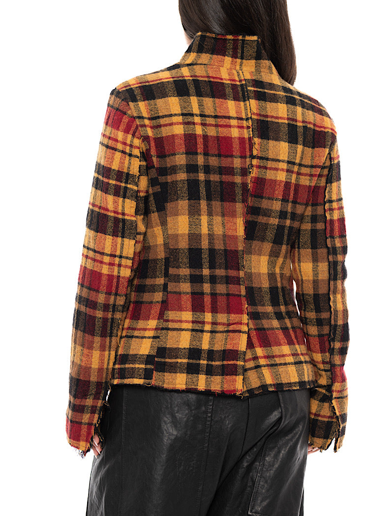 TEXTURED CHECK WOOL BLEND JACKET