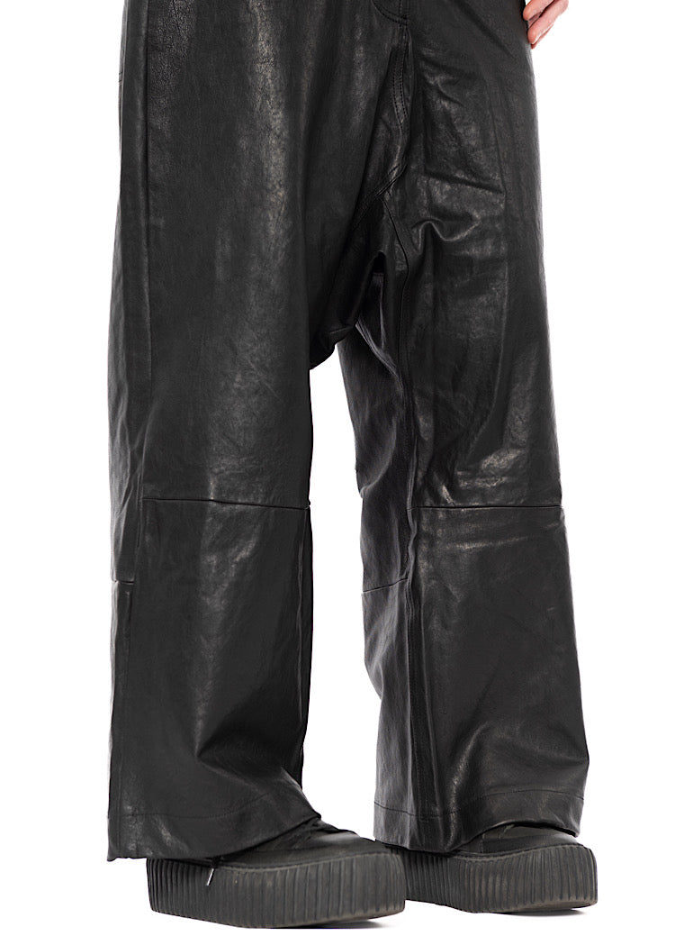 LEATHER DROP-CROTCH TROUSER