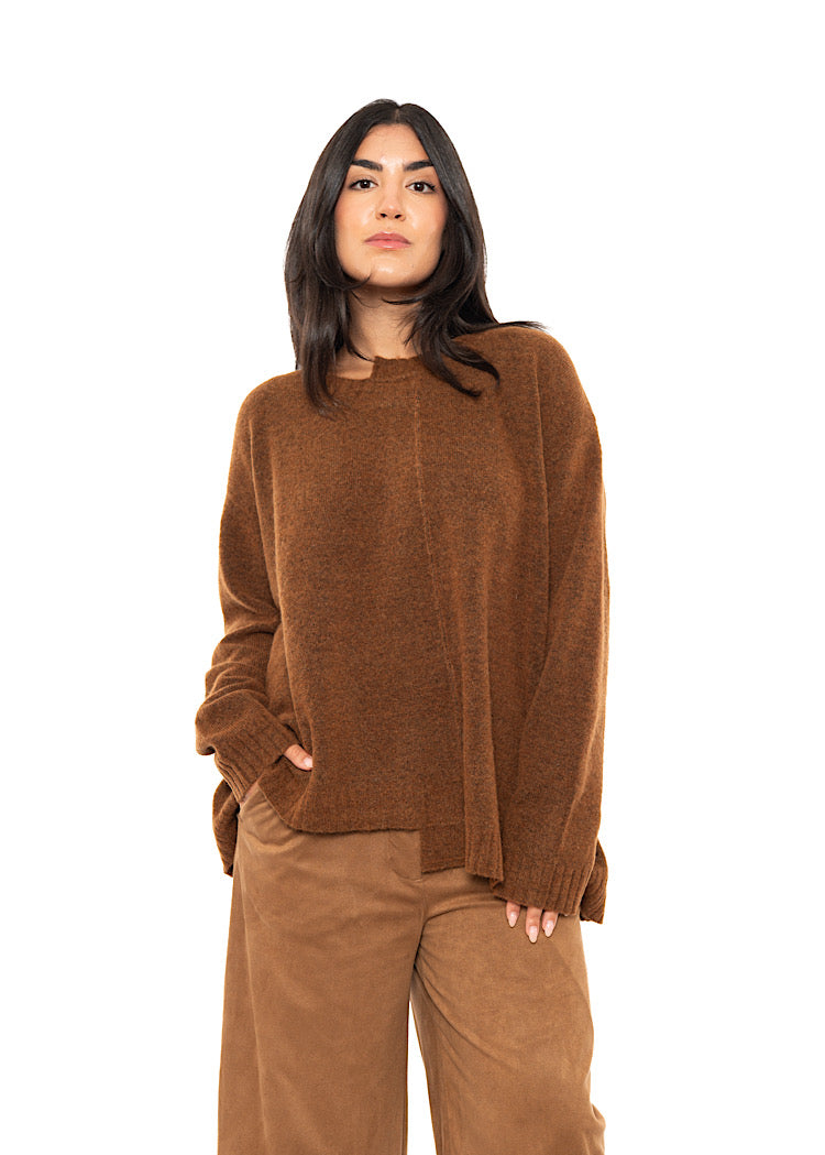 BRUSHED MÉLANGE KNITTED PULLOVER