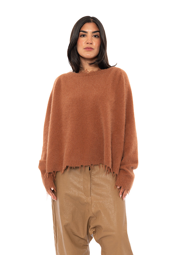 RELAXED FRAYED KNIT PULLOVER