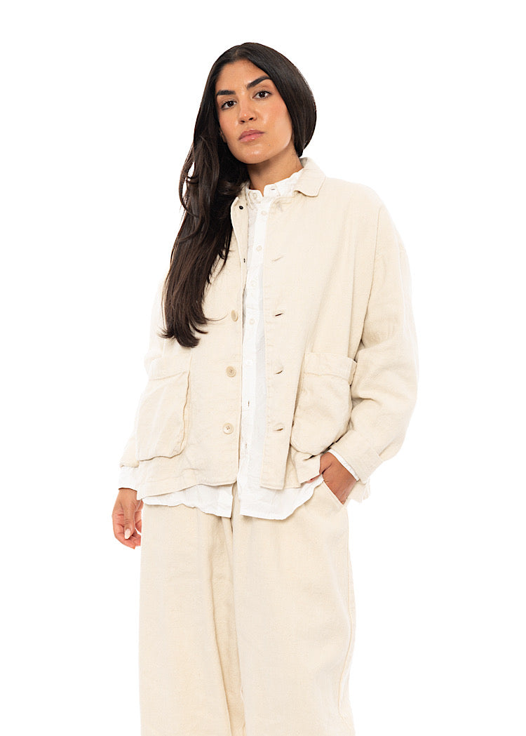 LINEN-COTTON UTILITY JACKET