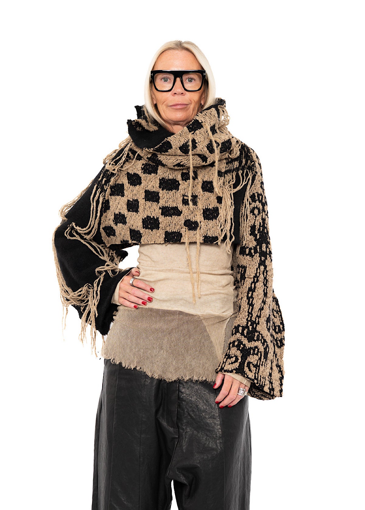 CROPPED TAPESTRY KNIT PULLOVER