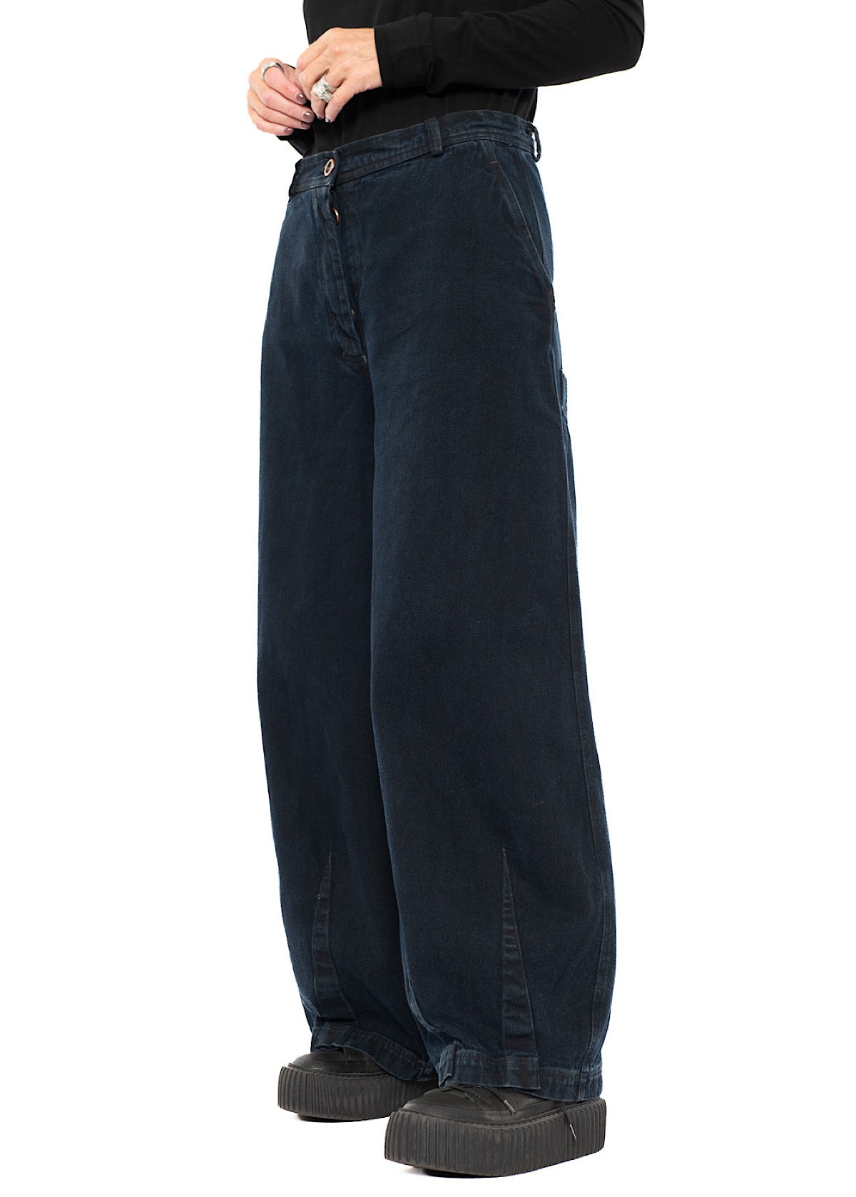 GARMENT-DYED DENIM WIDE LEG TROUSER