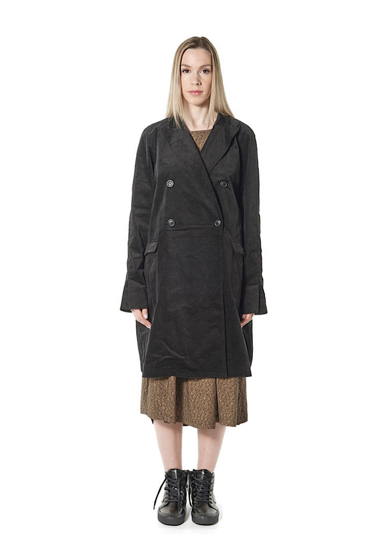 CL DOUBLE-BREASTED STRETCH-VELVET COAT