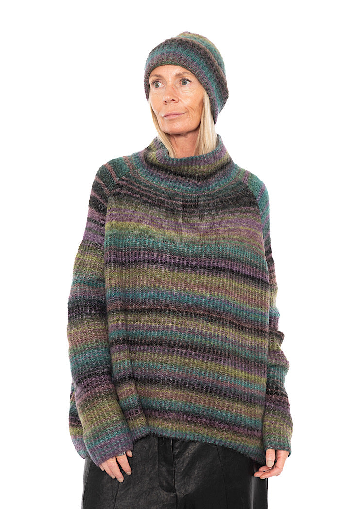 MULTICOLOUR STRIPE KNITTED BEANIE