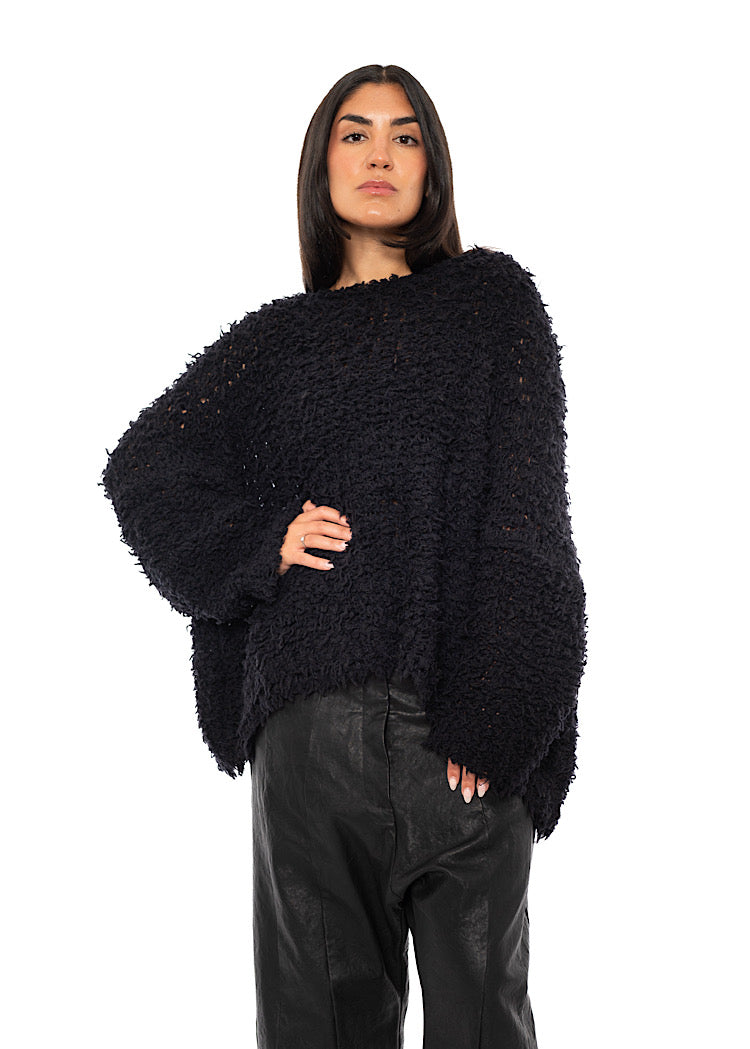 TEXTURED WOOL BLEND PULLOVER