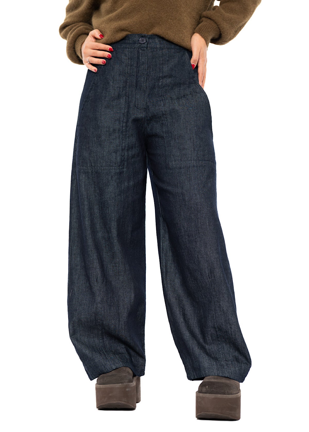 DENIM WIDE-LEG BALLOON TROUSER
