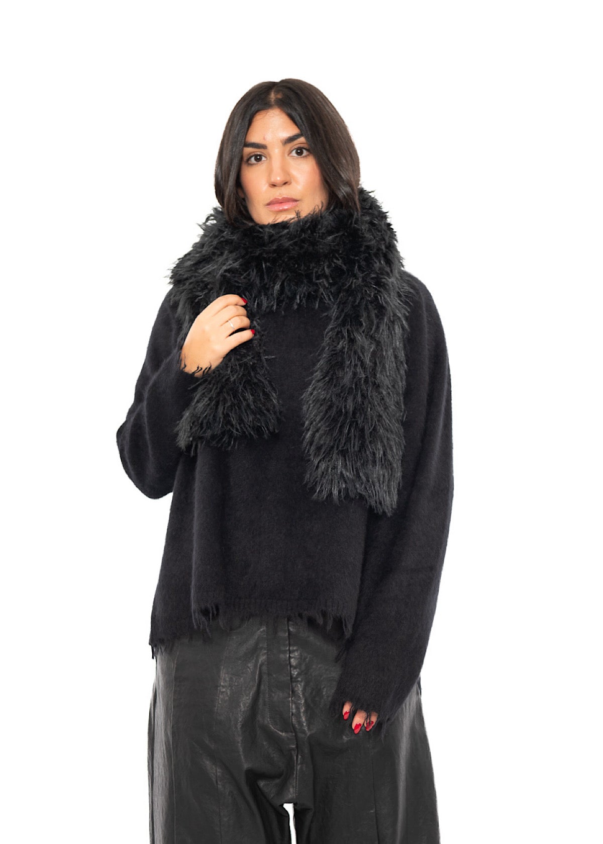 STATEMENT FAUX FUR HOODED SCARF