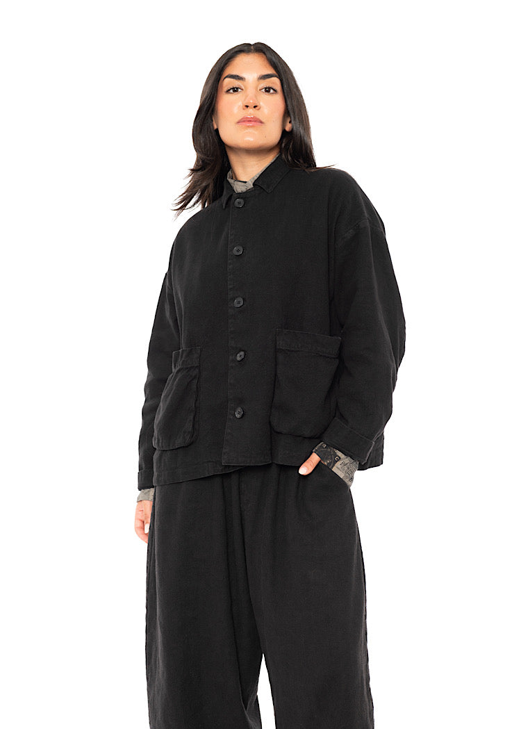 LINEN-COTTON UTILITY JACKET
