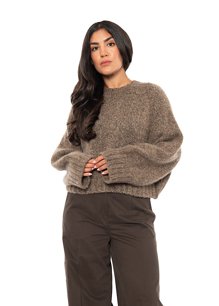 CASHMERE SILK CROPPED LENGTH PULLOVER
