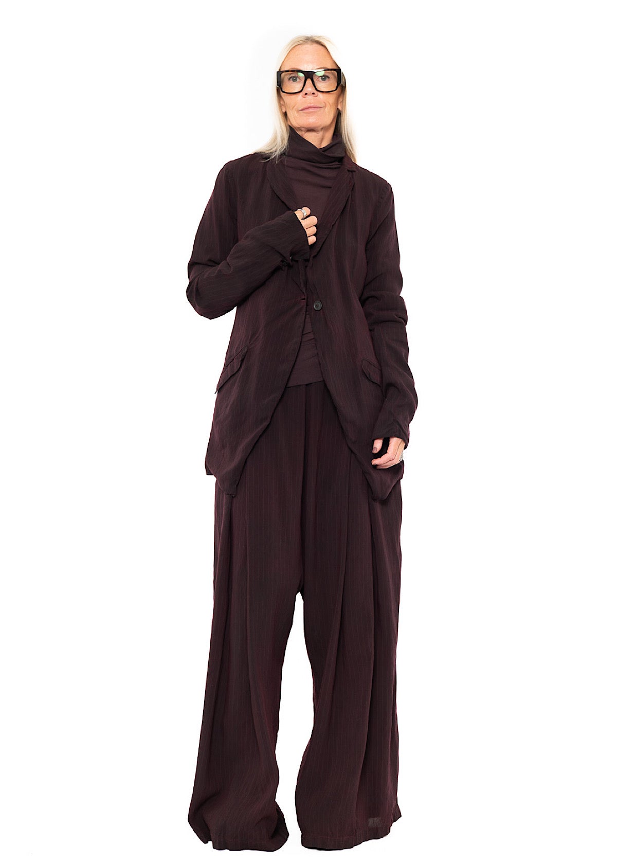 FLUID PINSTRIPE LONGLINE JACKET