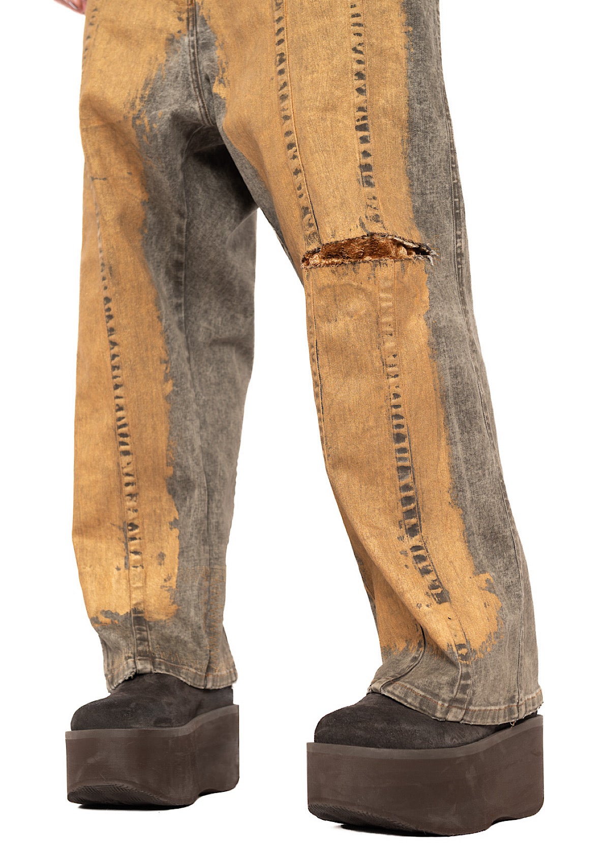 HAND-PAINTED GOLD DENIM TROUSER