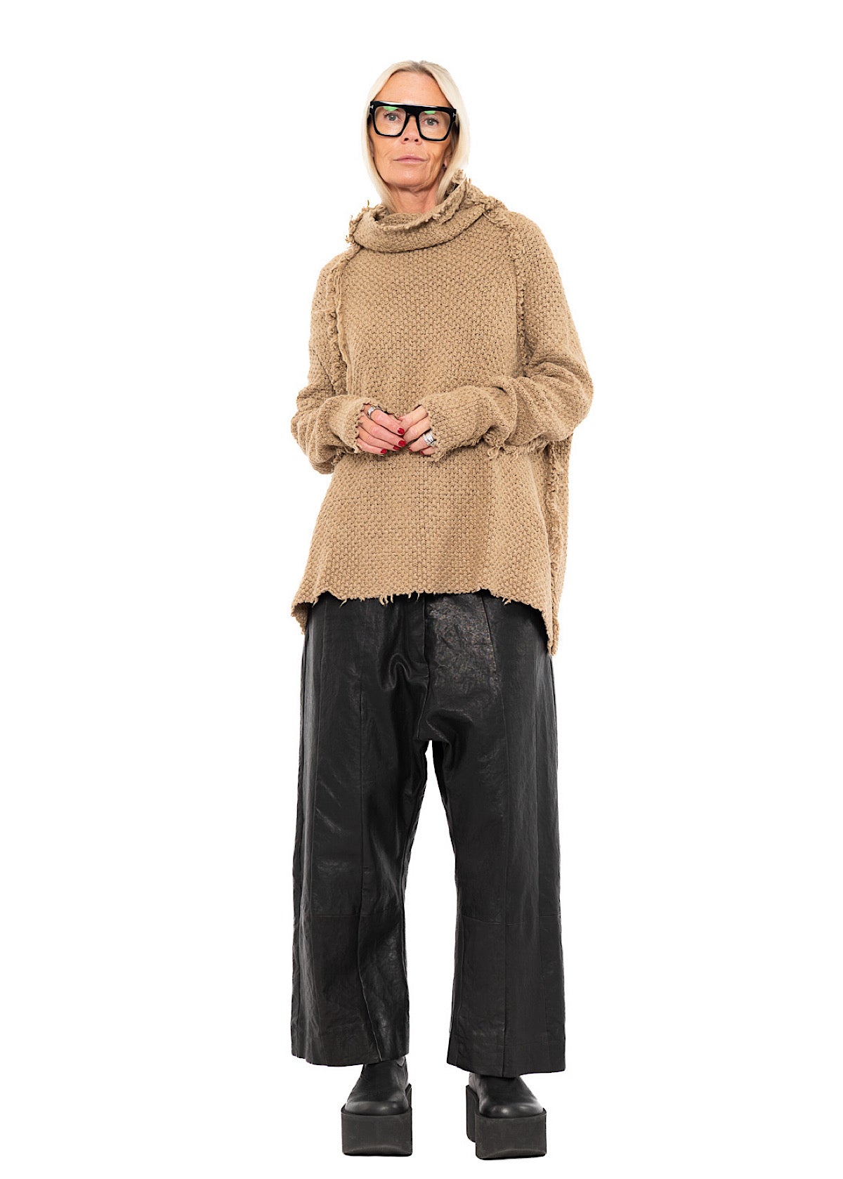 TEXTURED SILK KNIT PULLOVER