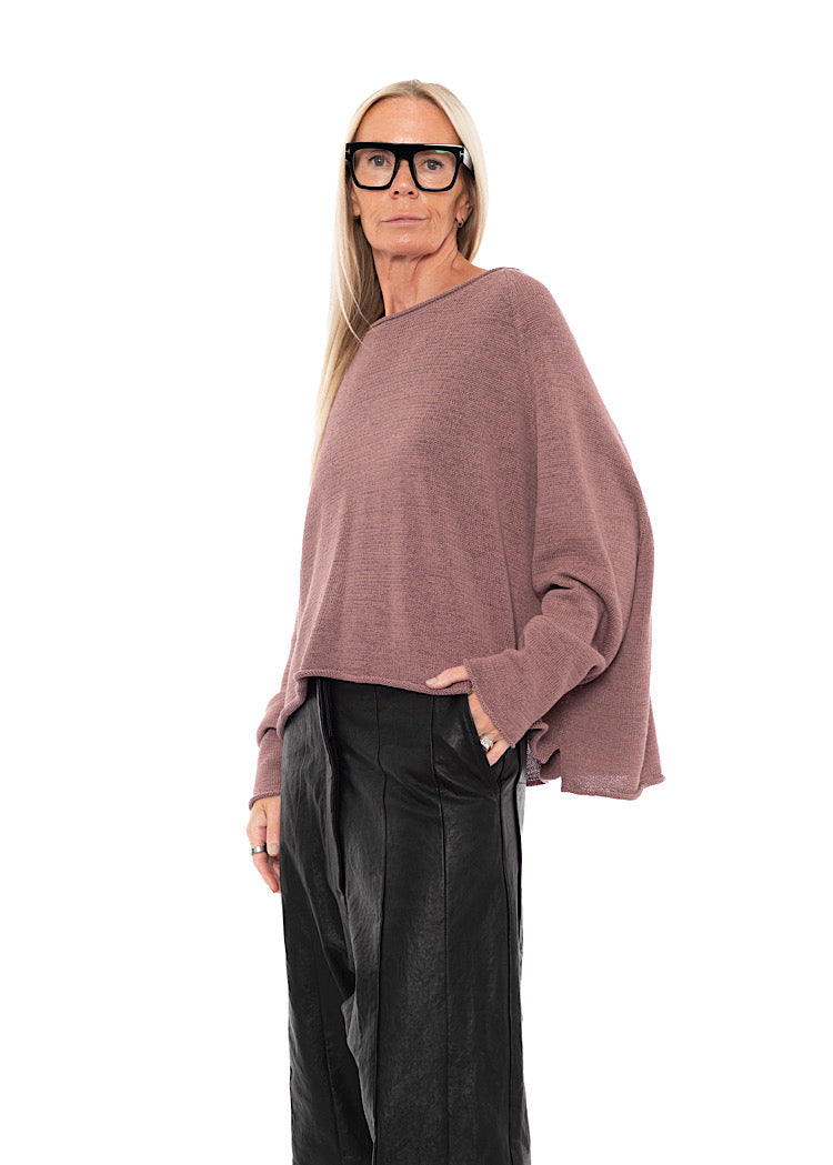 LINEN-BLEND KNITTED PULLOVER