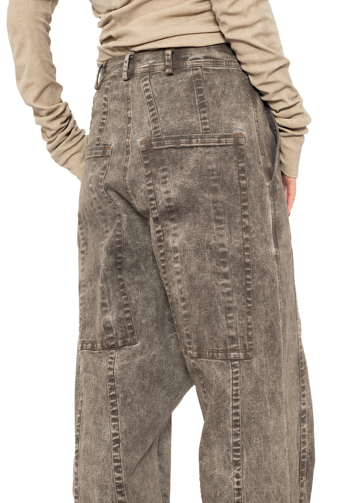 STRAIGHT-LEG DROP-CROTCH DENIM TROUSER